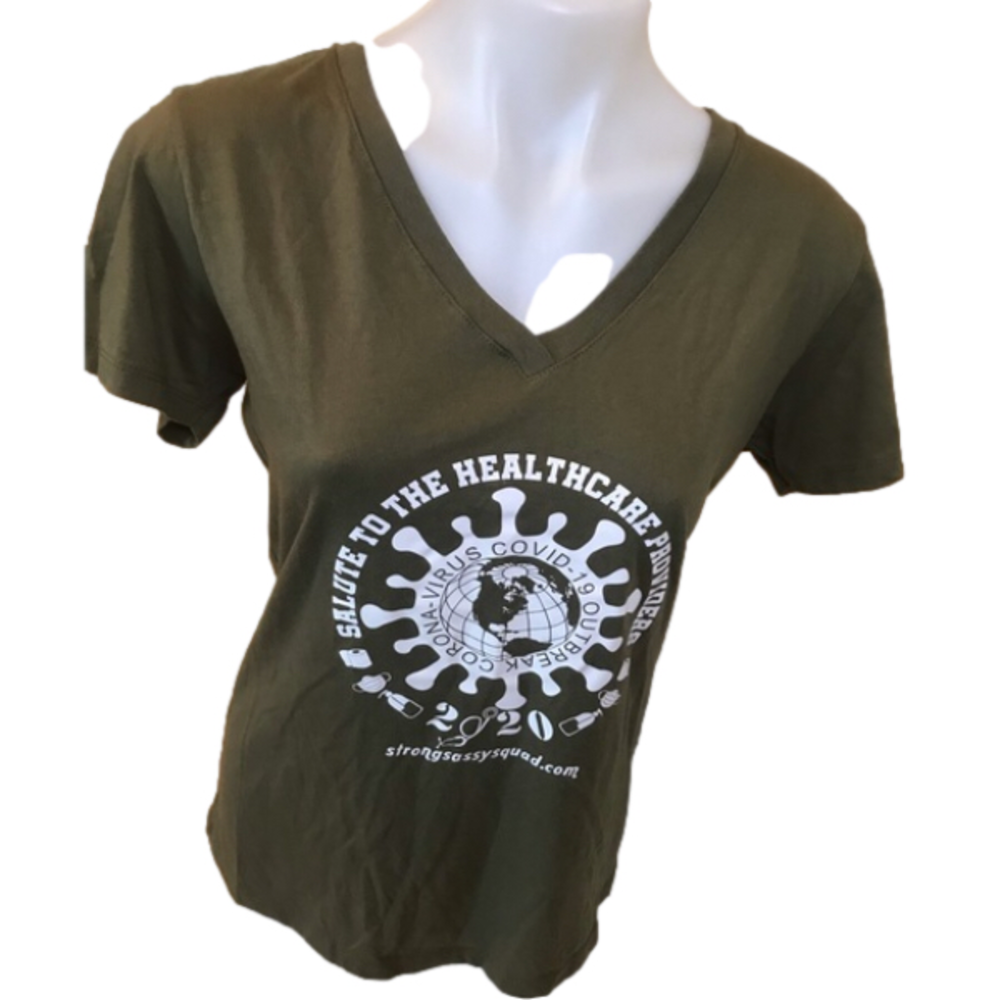 Army Green Strong Sassy Squad V-Neck T-Shirt